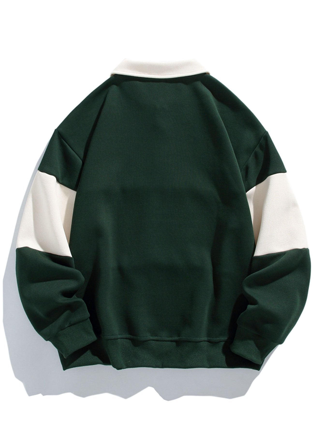 Relax Fit Color Block Patchwork Polo Sweatshirt